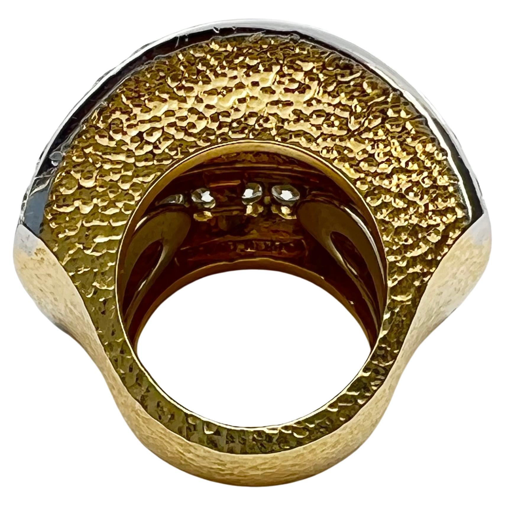 David Webb 18k Yellow Gold Platinum Diamond Dome Ring For Sale 1