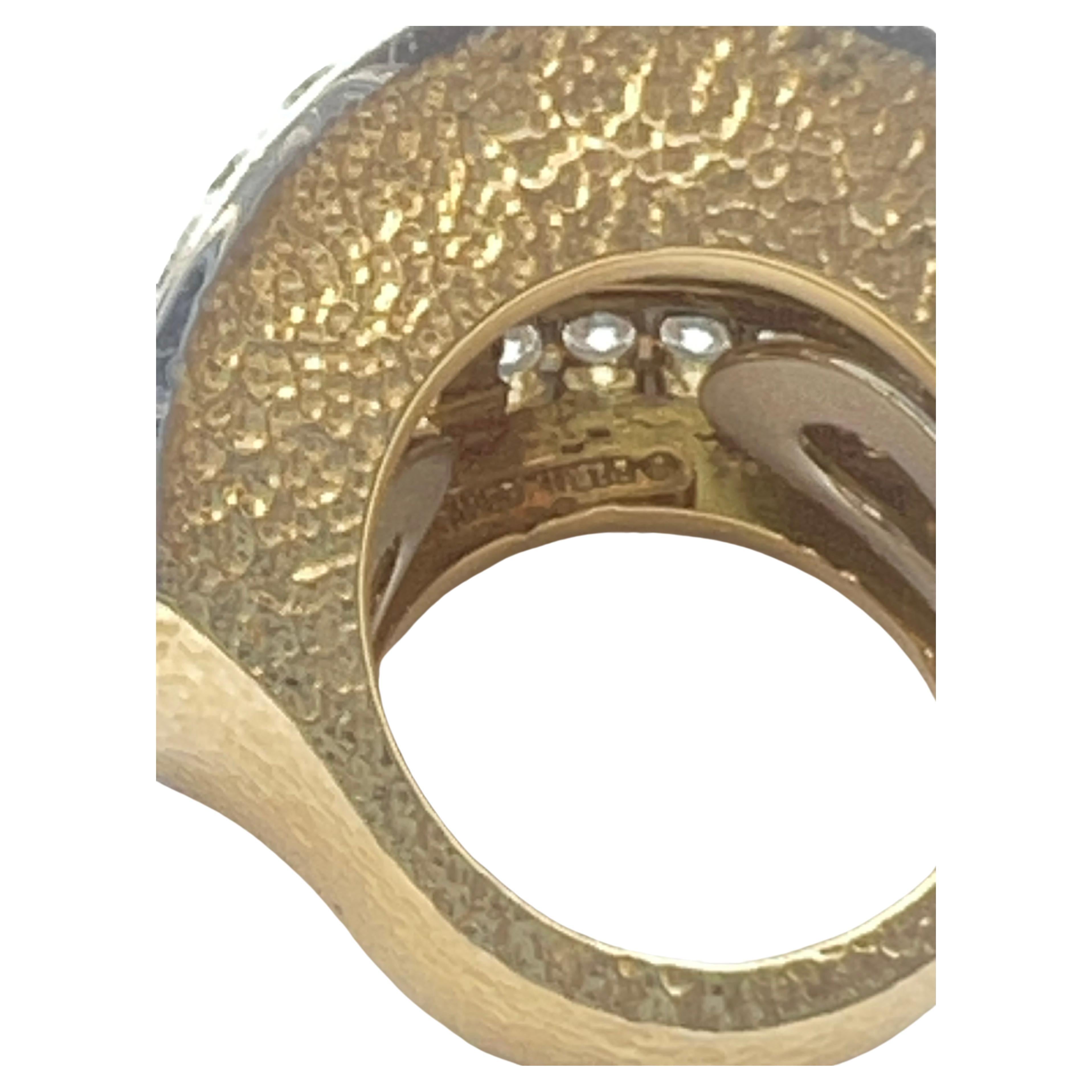 David Webb 18k Yellow Gold Platinum Diamond Dome Ring 3