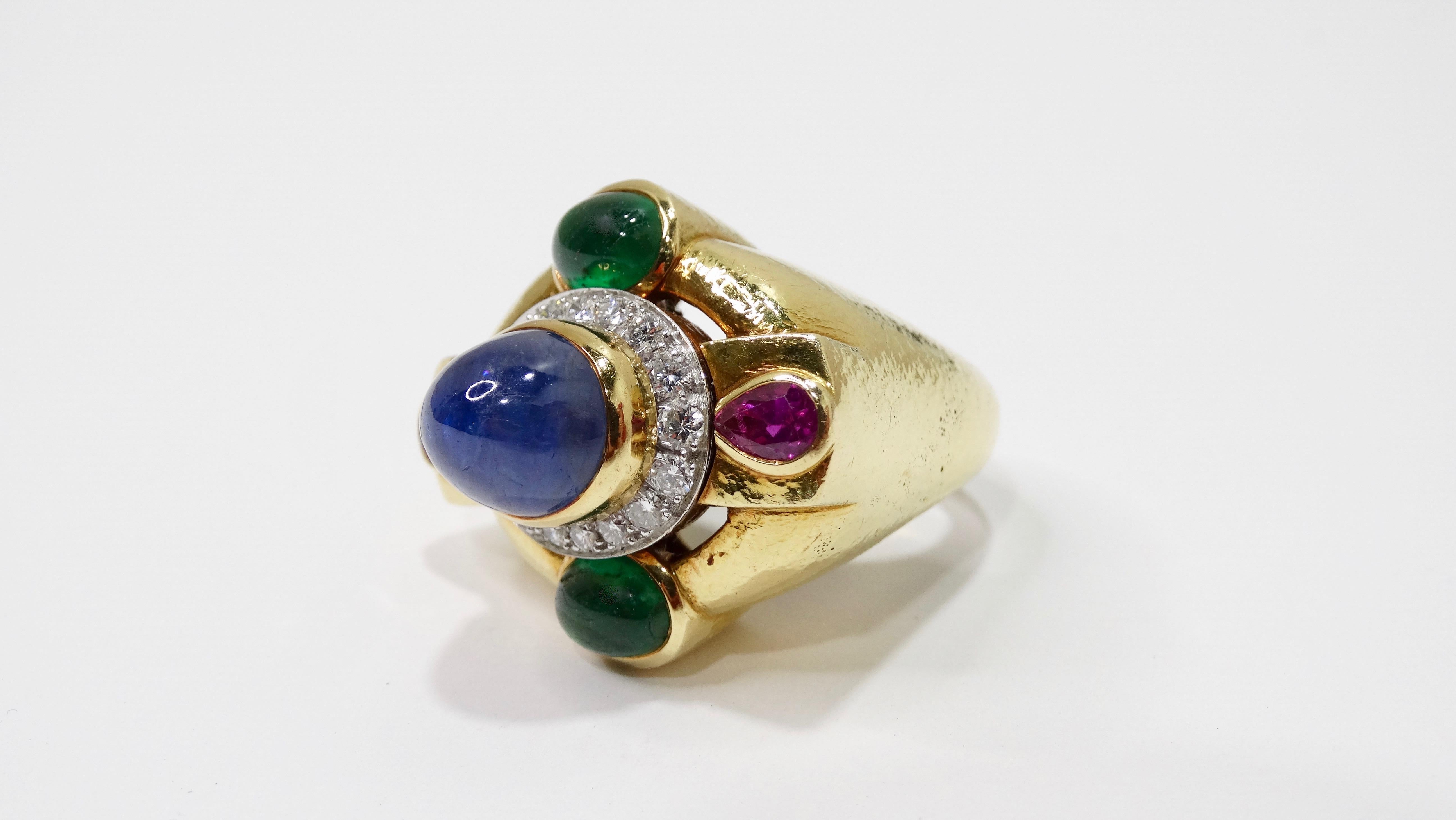 Cabochon David Webb Sapphire Ring  For Sale