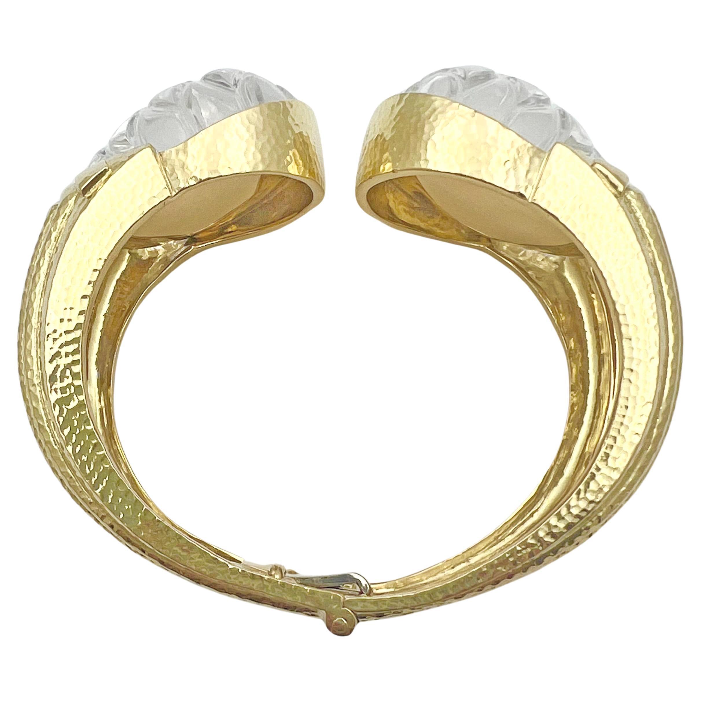 Tumbled David Webb 18k Gold Rock Crystal Pool Cuff Bracelet