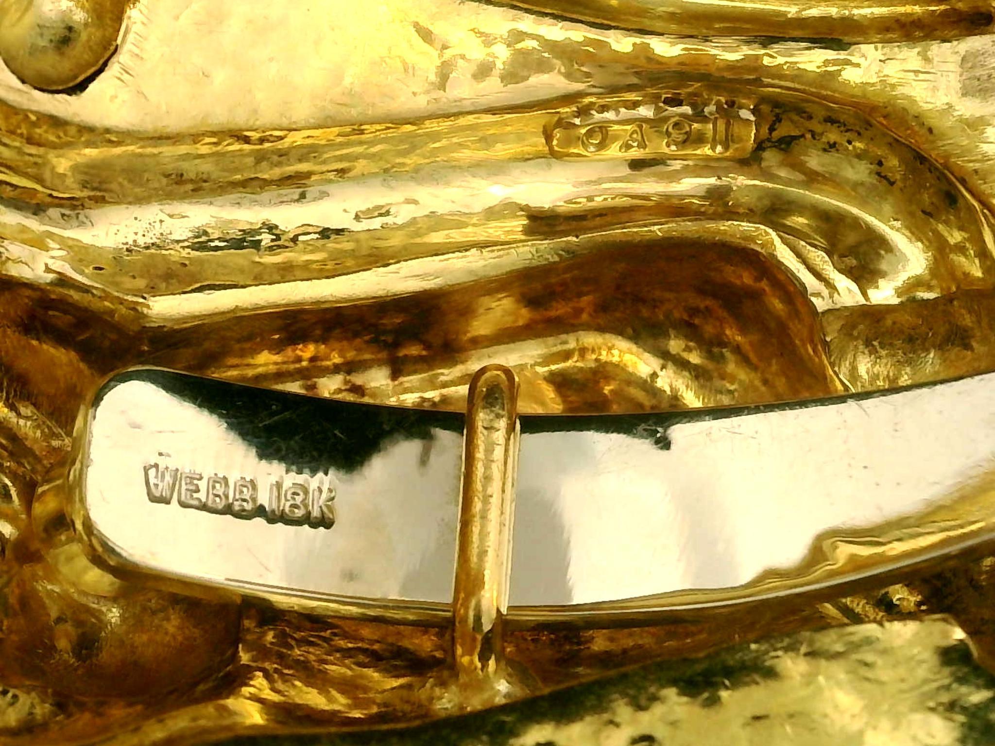 Cabochon David Webb 18k Gold Ruby Repousse Monkey Wide Hinged Cuff Bracelet w/ Papers