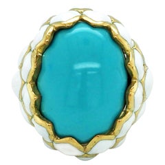 David Webb, bague en or 18 carats, émail turquoise