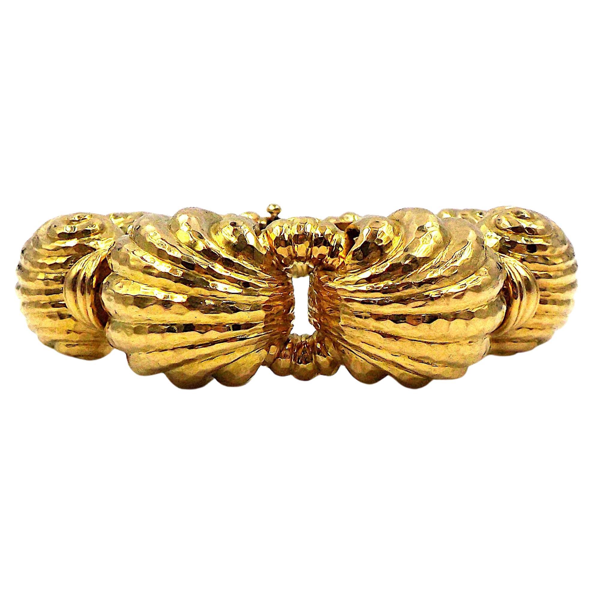 David Webb 18K Hammered Gold Escargot Bracelet For Sale