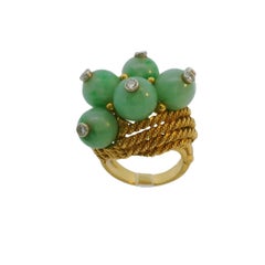 David Webb 18K Jade Diamond Cocktail Ring