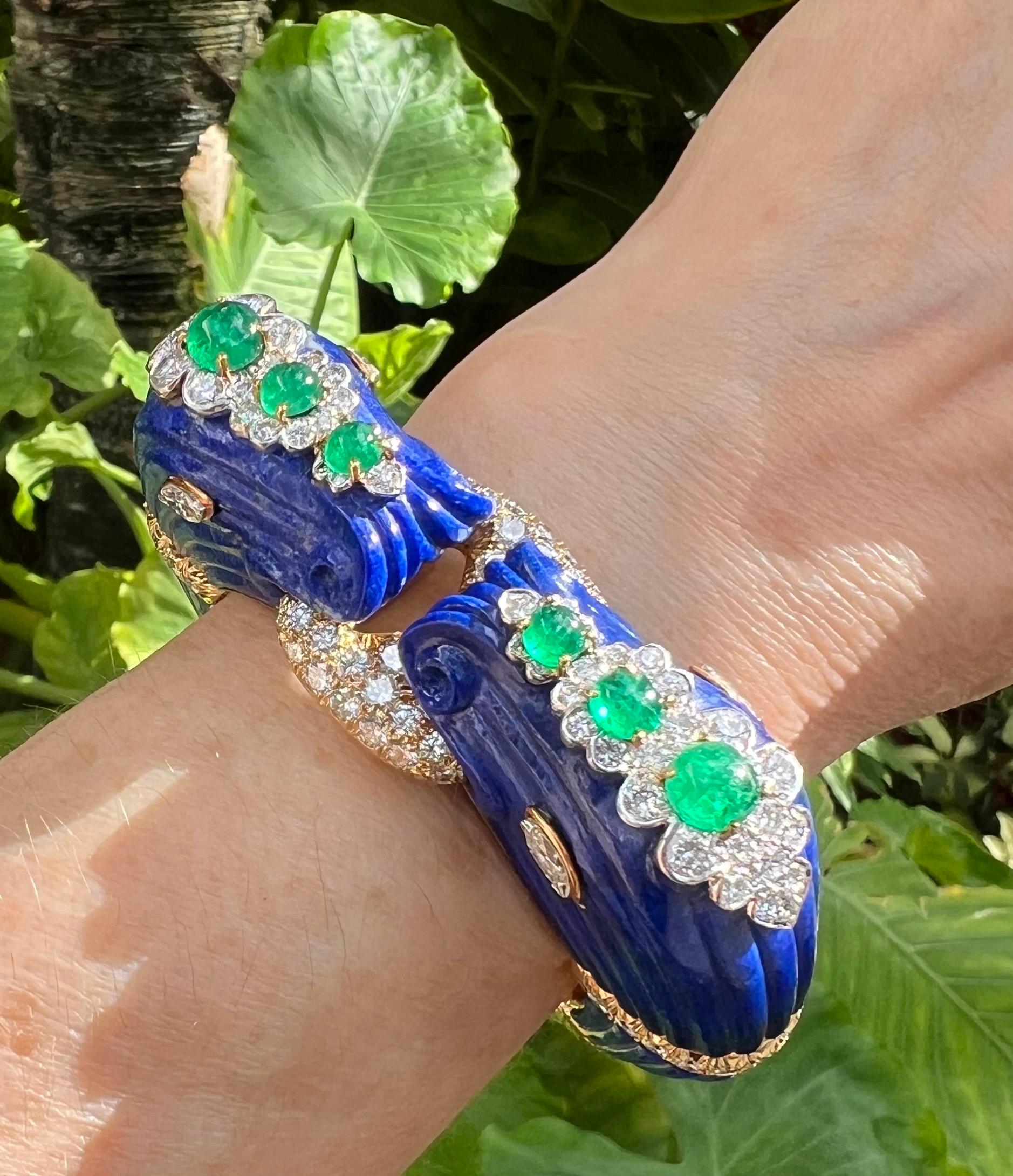 Chimera-Armband von David Webb, Lapislazuli Smaragd Diamant im Angebot 3