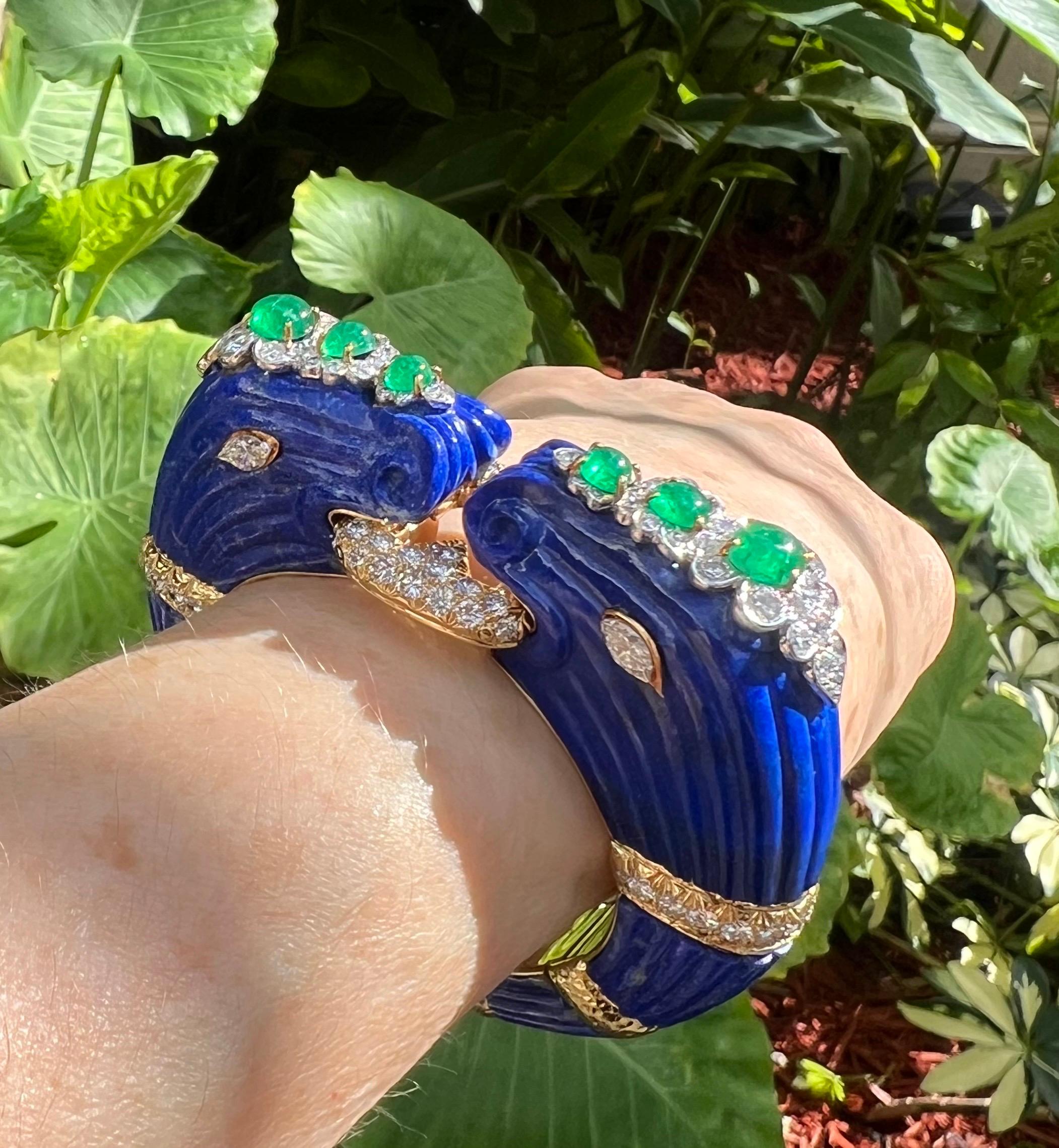 Chimera-Armband von David Webb, Lapislazuli Smaragd Diamant im Angebot 4