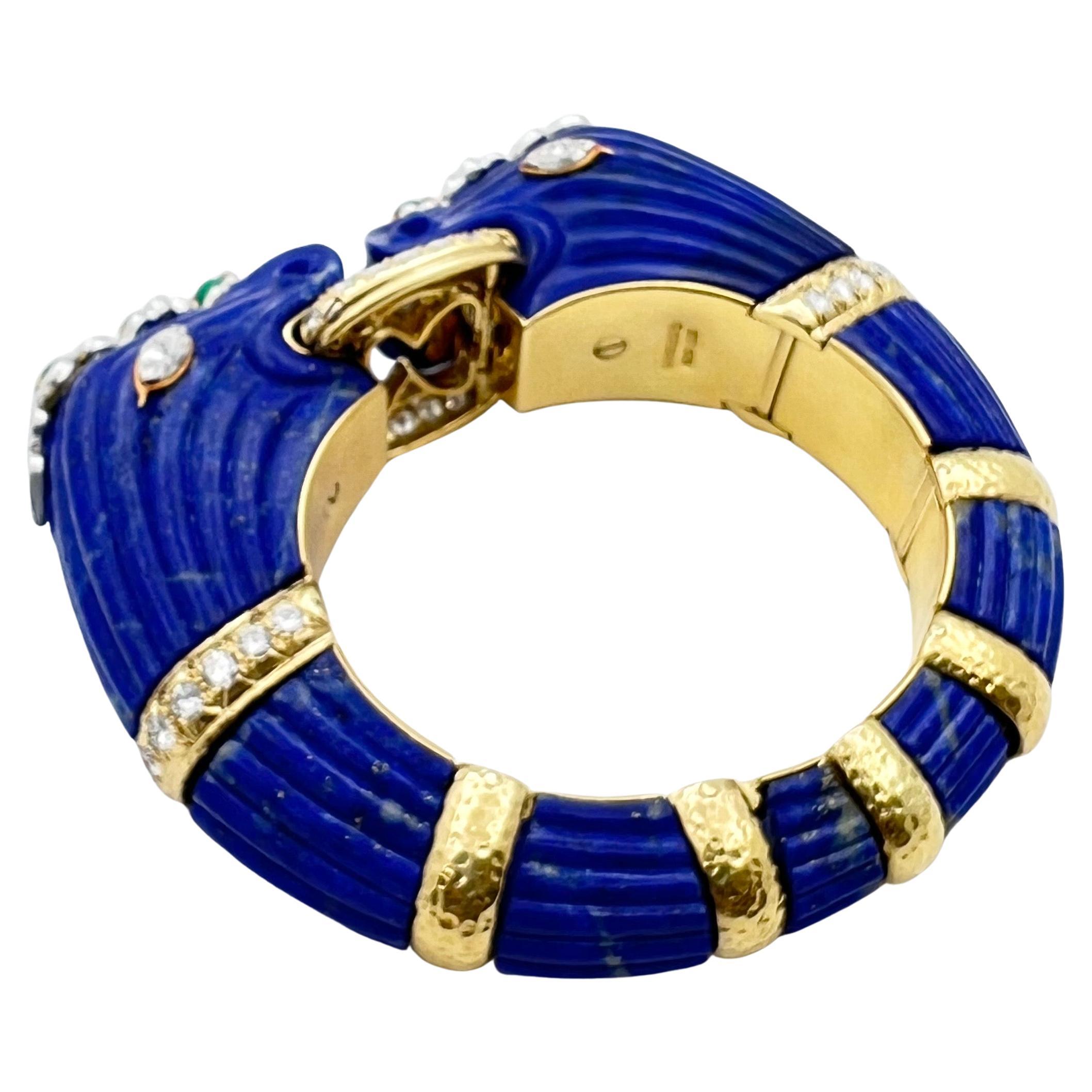 Chimera-Armband von David Webb, Lapislazuli Smaragd Diamant im Angebot 1