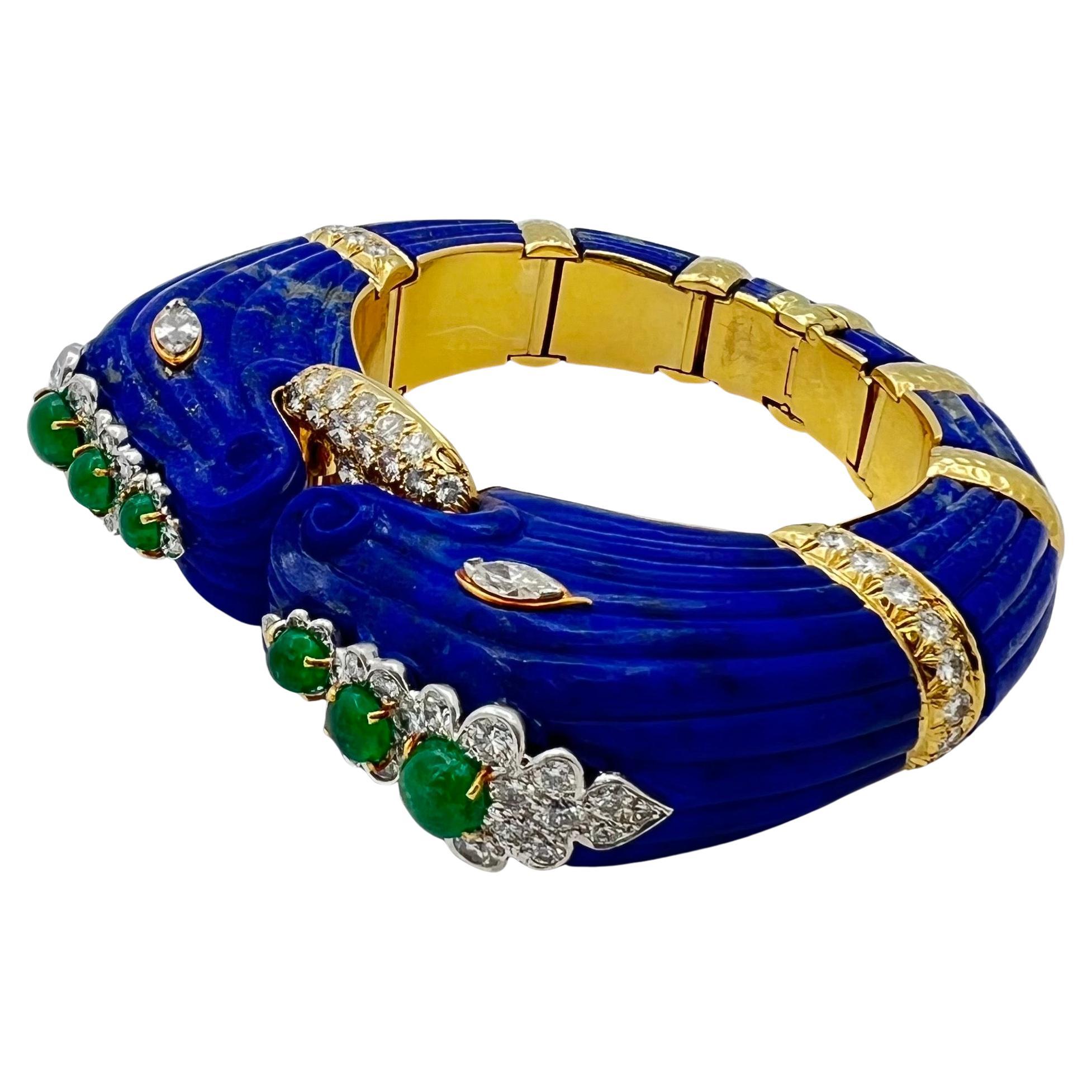 Chimera-Armband von David Webb, Lapislazuli Smaragd Diamant im Zustand „Hervorragend“ im Angebot in Palm Beach, FL