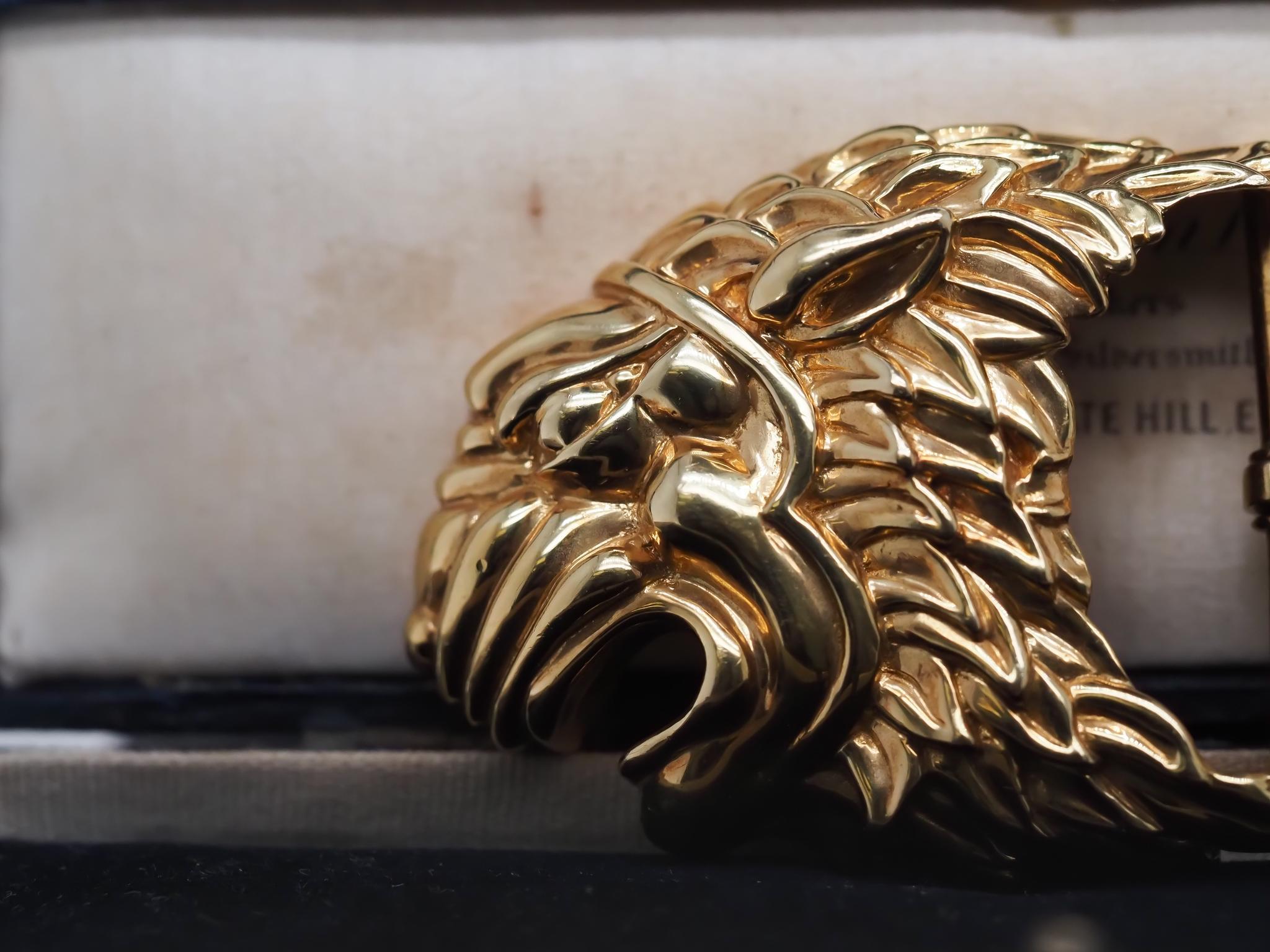 David Webb, boucle de ceinture lion en or jaune 18 carats Bon état - En vente à Hicksville, NY