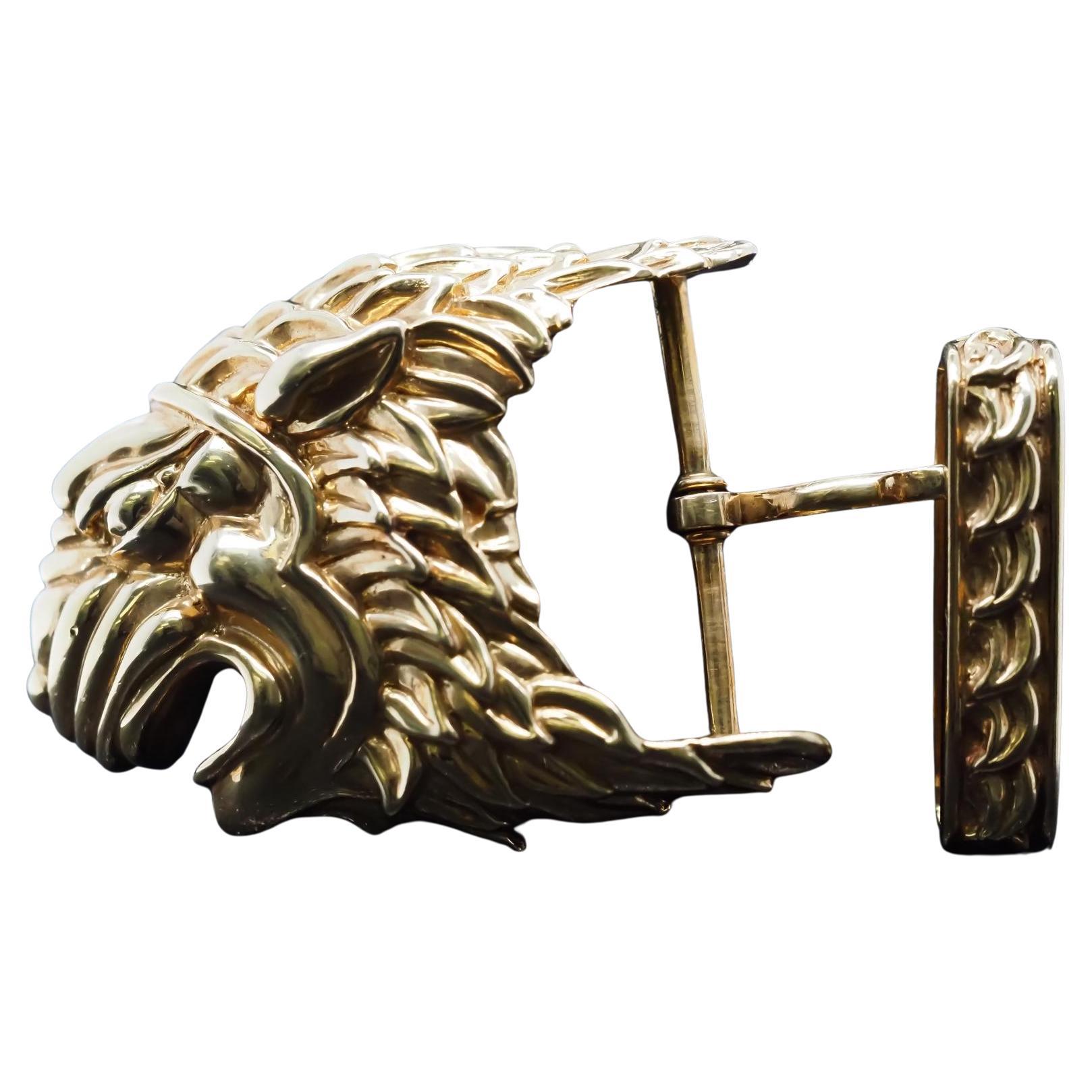 David Webb, boucle de ceinture lion en or jaune 18 carats en vente
