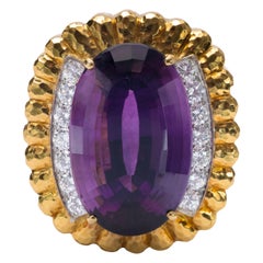 David Webb Broche en platine 18 carats, améthyste et diamants