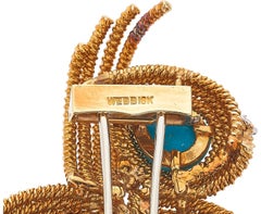 David Webb 18k Rose Gold Turquoise & Diamond Jewelry Set (Brooch, Ring, Earring)