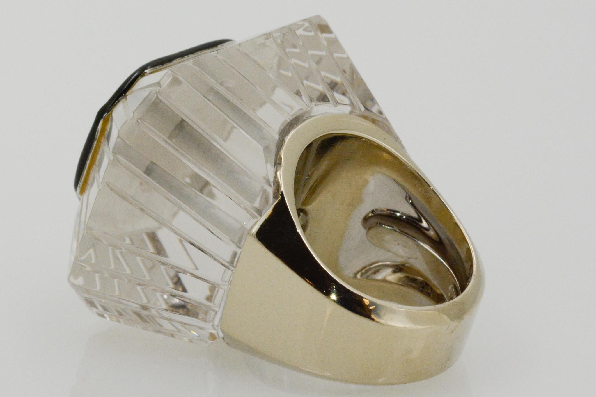 David Webb 18 Karat White Gold and Platinum Diamond Rock Crystal Ring 3