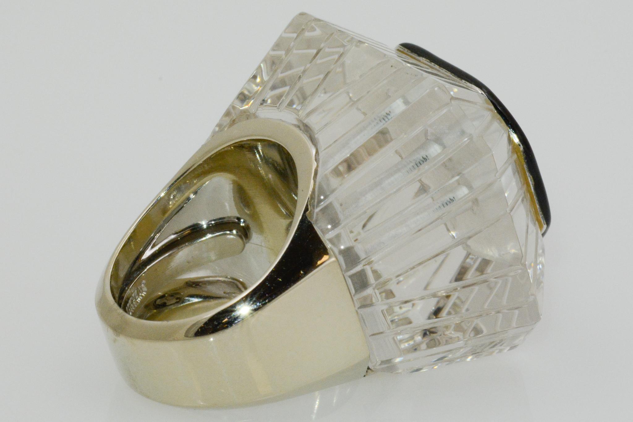 David Webb 18 Karat White Gold and Platinum Diamond Rock Crystal Ring 5