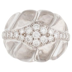 David Webb Anello in oro bianco 18 carati con cristallo di rocca e diamanti