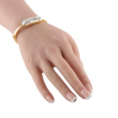 David Webb 18K Yellow Gold 0.34ct Diamond & White Enamel Skip Bracelet