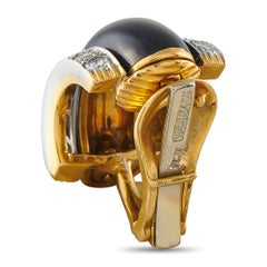 Pendientes de clip David Webb de oro amarillo de 18 quilates, 1,68 ct de diamantes y ónix DW13-042726