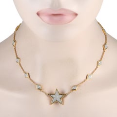 David Webb 18K Yellow Gold 2.0ct Diamond Star Necklace