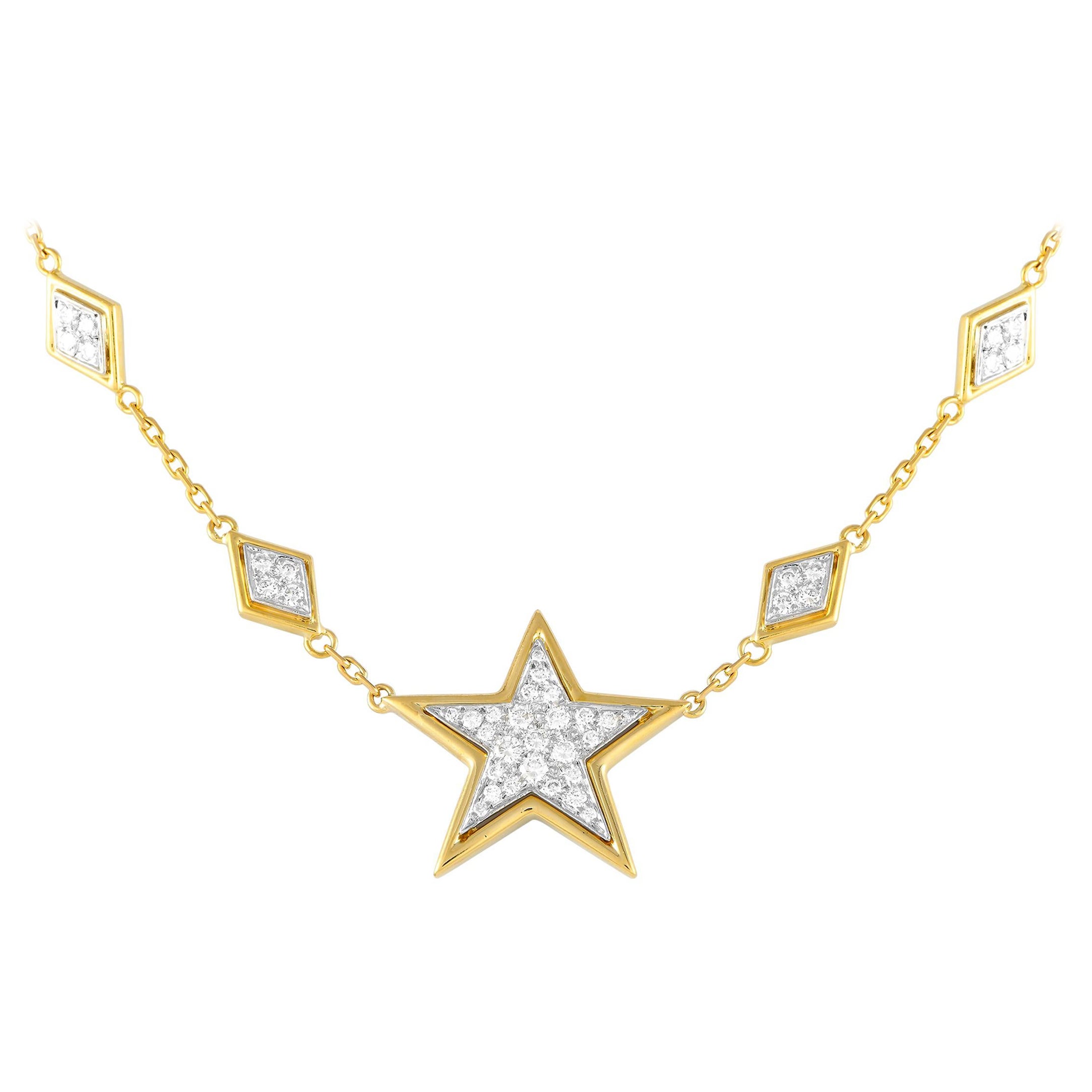 David Webb 18K Yellow Gold 2.0ct Diamond Star Necklace