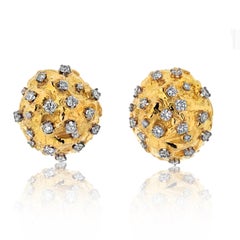 David Webb 18k Yellow Gold 3.00cttw Diamond Nugget Clip-On Earrings