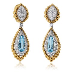 David Webb – Ohrringe aus 18-karätigem Gelbgold mit Aquamarinen und Diamanten (insgesamt 6,00 Karat)