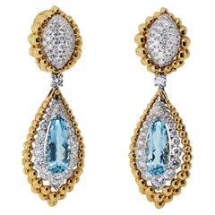 David Webb – Ohrringe aus 18-karätigem Gelbgold mit Aquamarinen und Diamanten (insgesamt 6,00 Karat)
