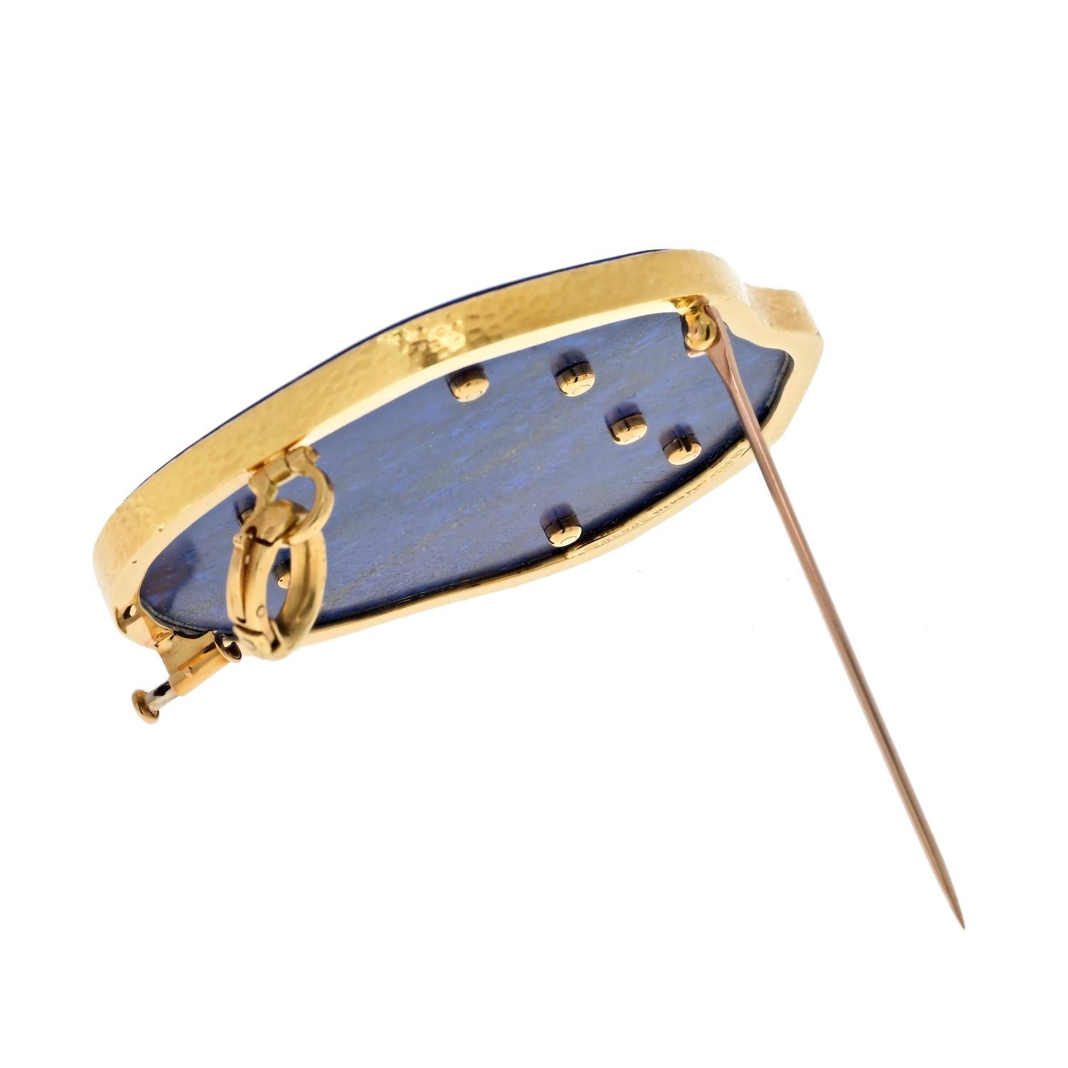 Round Cut David Webb 18k Yellow Gold Airplane Lapis And Diamond Pendant Brooch For Sale