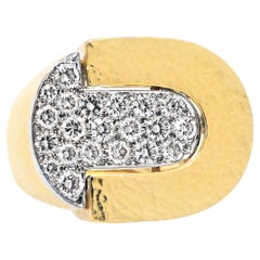David Webb 18K Yellow Gold And Diamond Cocktail Ring
