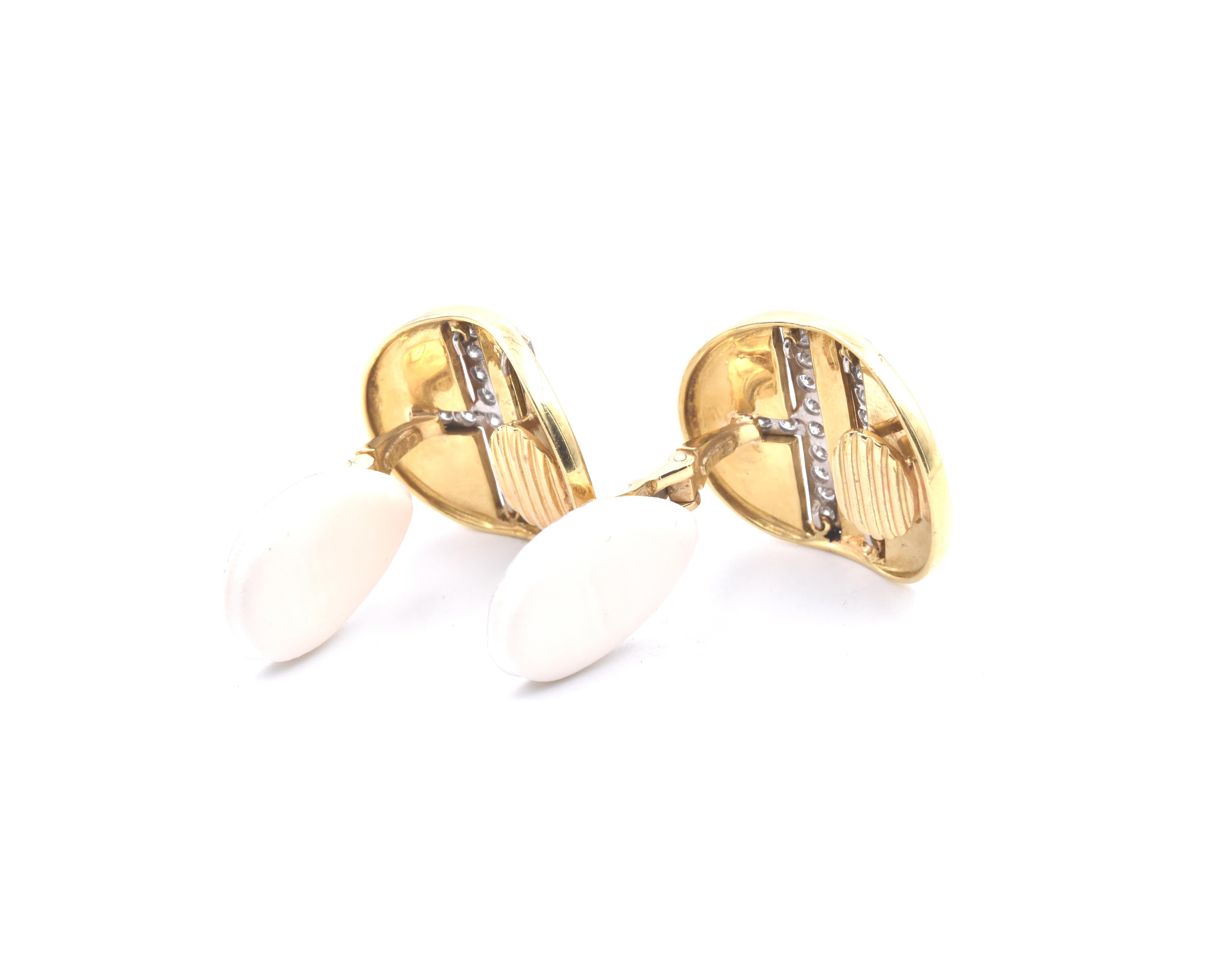 David Webb 18 Karat Yellow Gold and Platinum Diamond Earrings In Excellent Condition In Scottsdale, AZ
