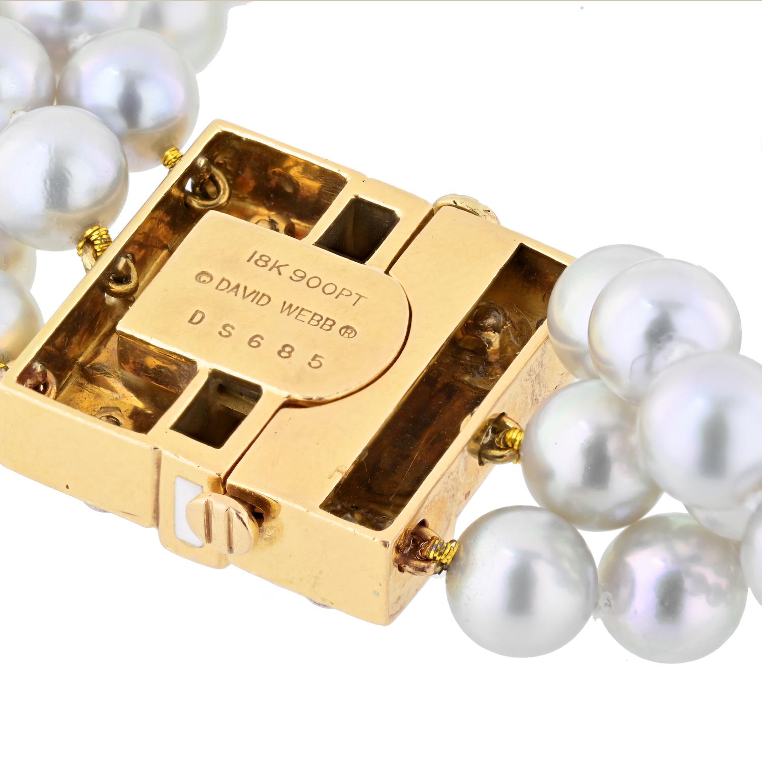 David Webb Halskette mit Quaste und Kristallgliedern, 18 Karat Gelbgold und Platin Perle Quaste im Angebot 1