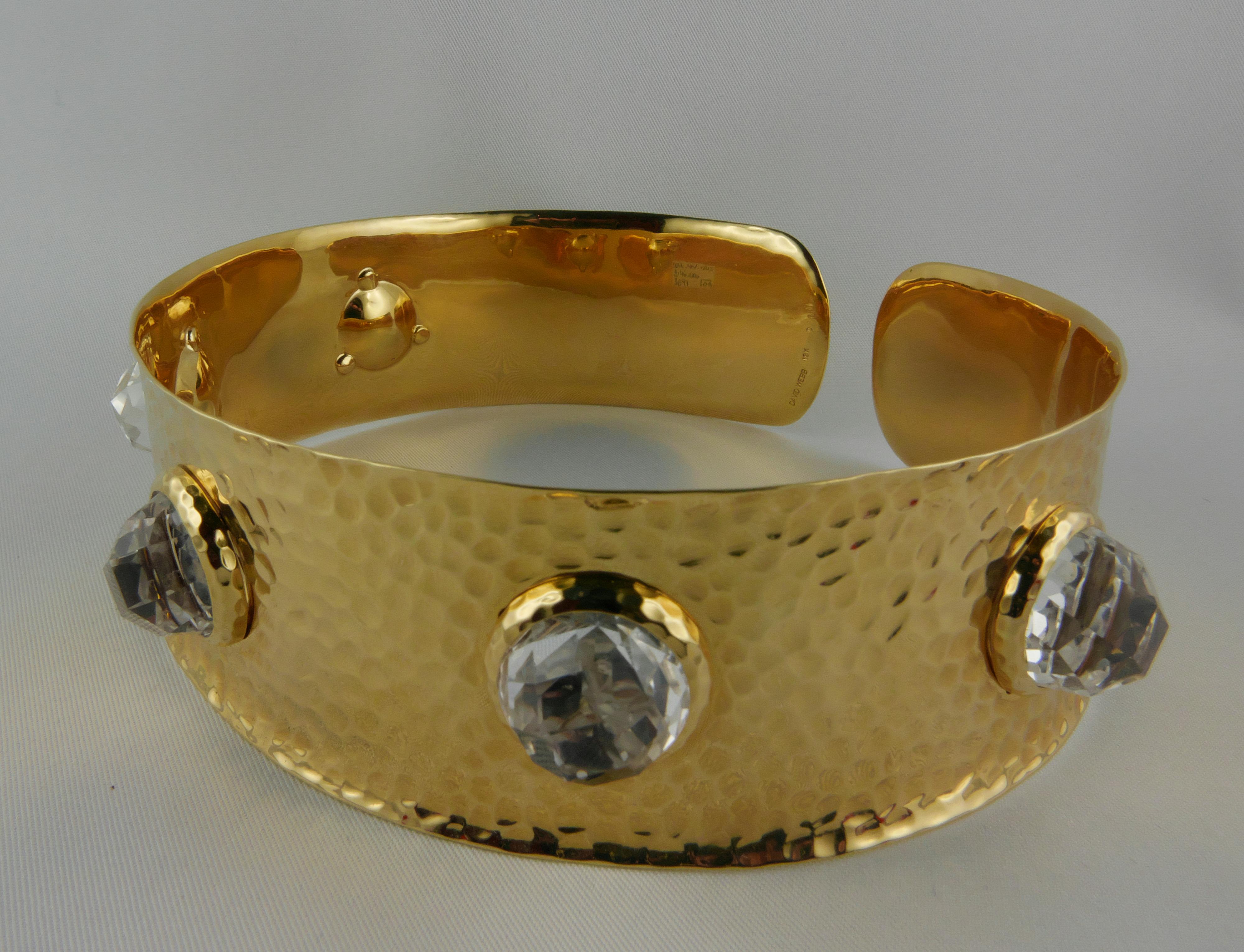 Women's David Webb 18k Yellow Gold and Rock Crystal 'Headlight' Collar For Sale