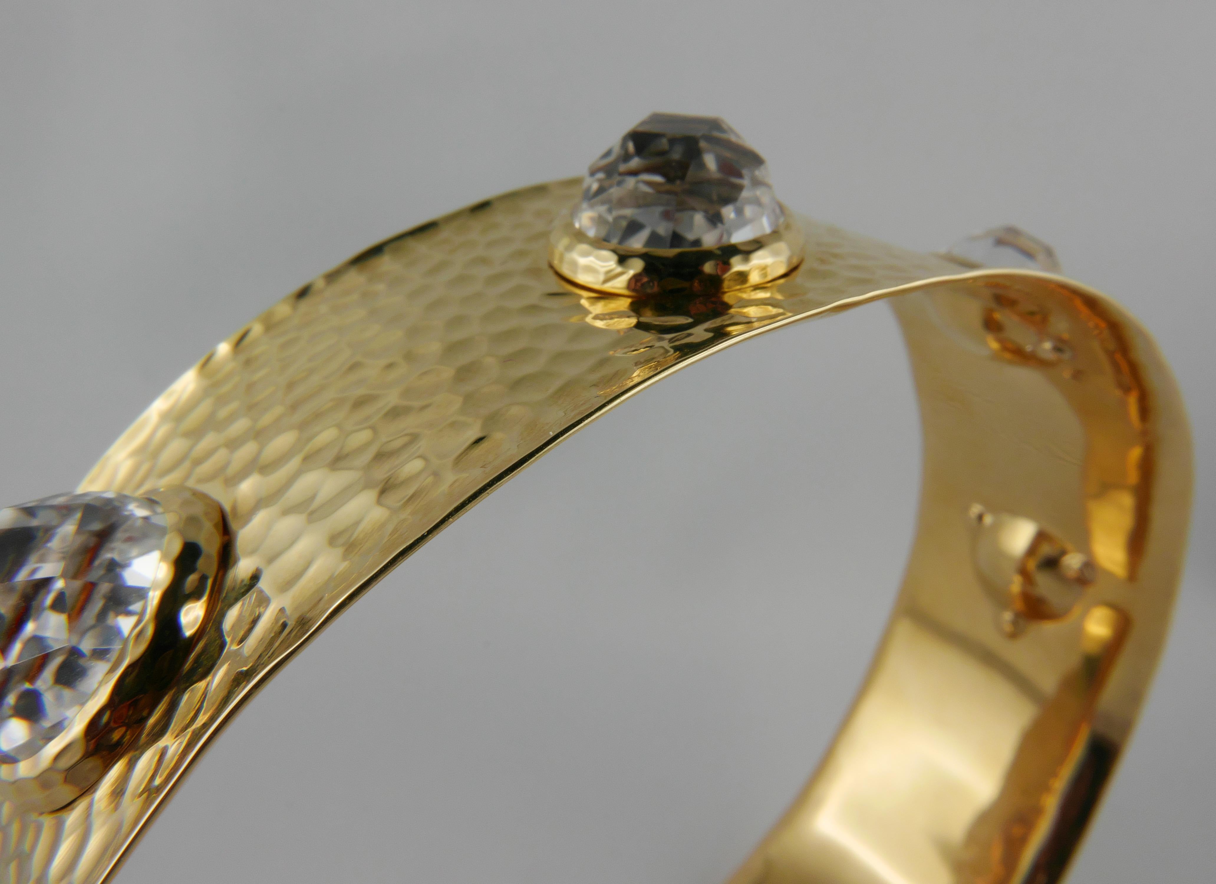 David Webb 18k Yellow Gold and Rock Crystal 'Headlight' Collar For Sale 1