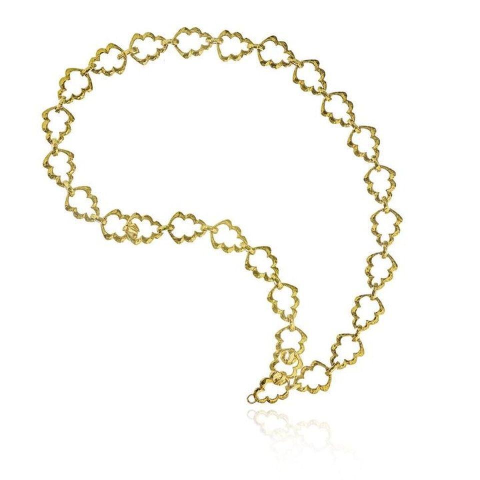 David Webb 18K Yellow Gold Articulated 28 Inches Link Chain Necklace.

This David Webb chain necklace is a highly sought-after piece of jewelry due to its intricate design, high-quality gold, and unique look. It can add elegance and sophistication