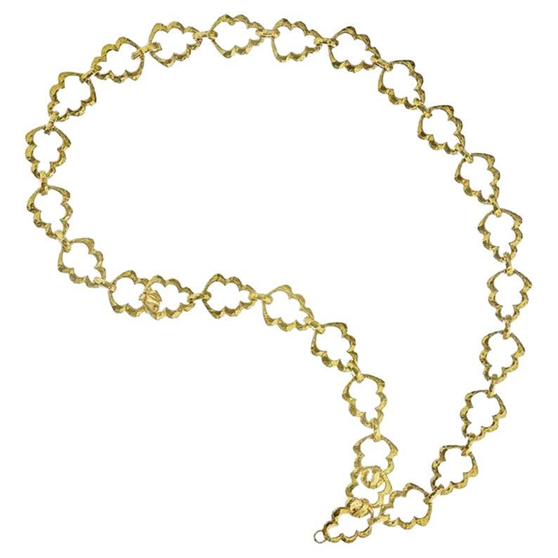 David Webb 18k Yellow Gold Articulated Link Chain Necklace For Sale