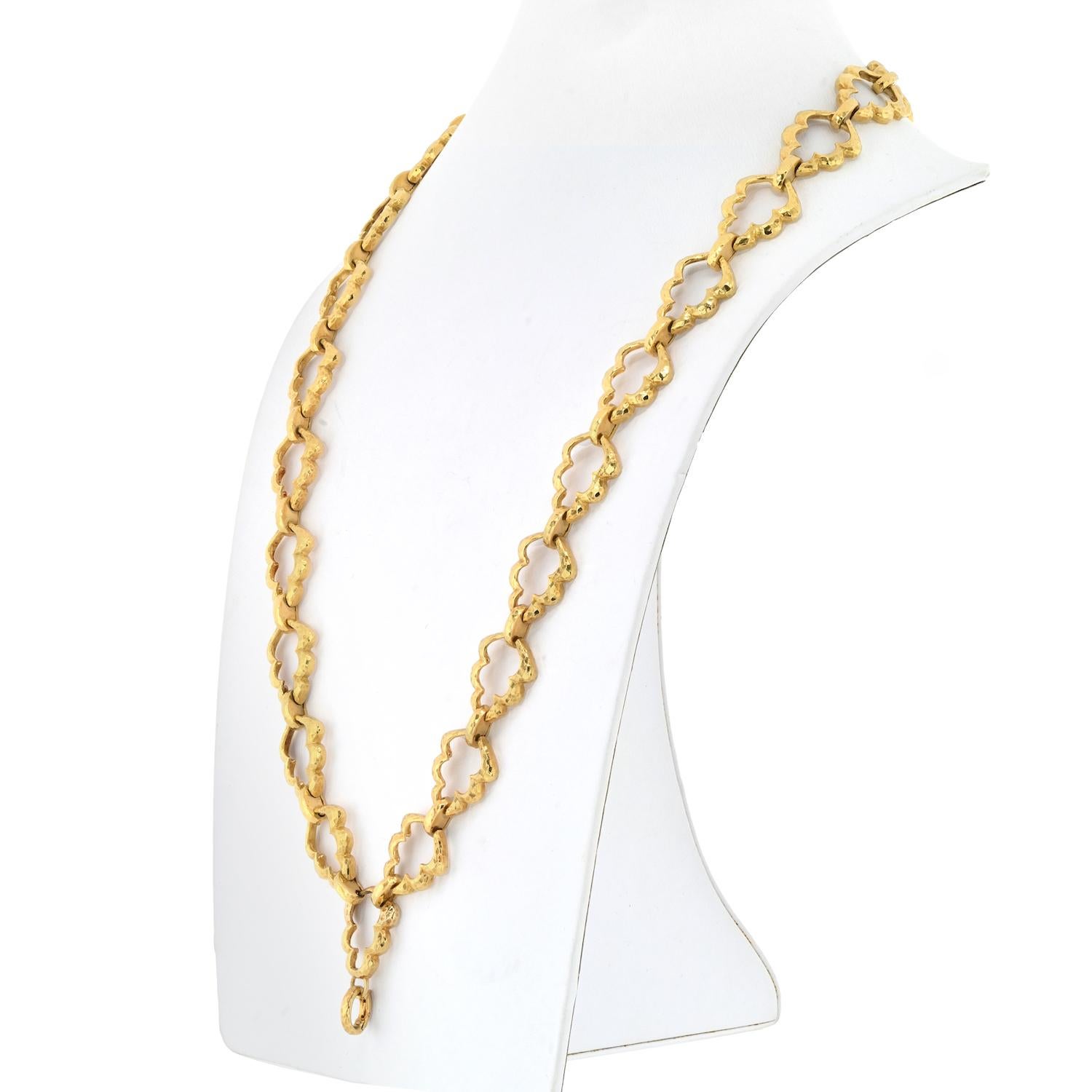 Modern David Webb 18k Yellow Gold Articulated Link Chain Necklace For Sale