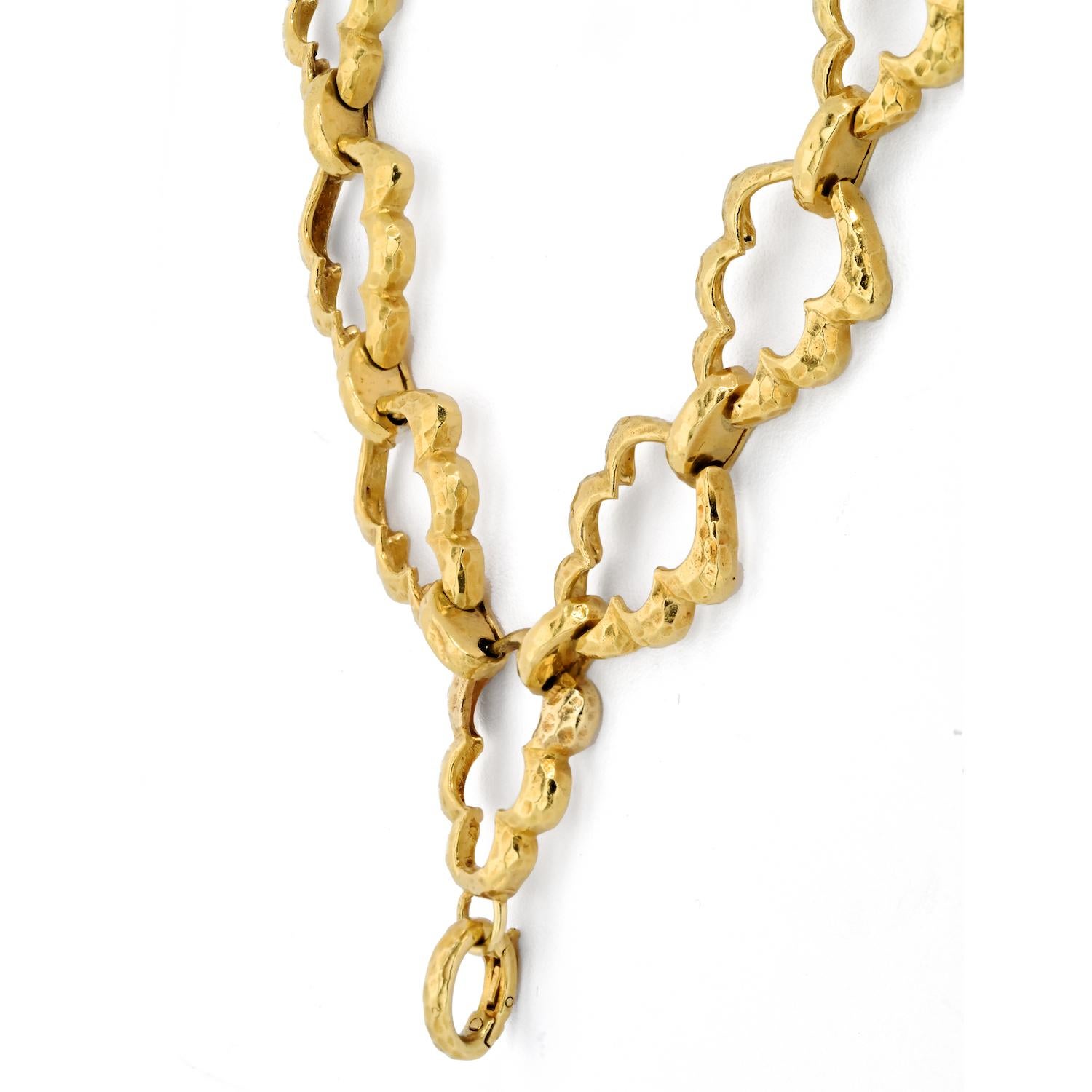 David Webb 18k Yellow Gold Articulated Link Chain Necklace In Excellent Condition For Sale In New York, NY
