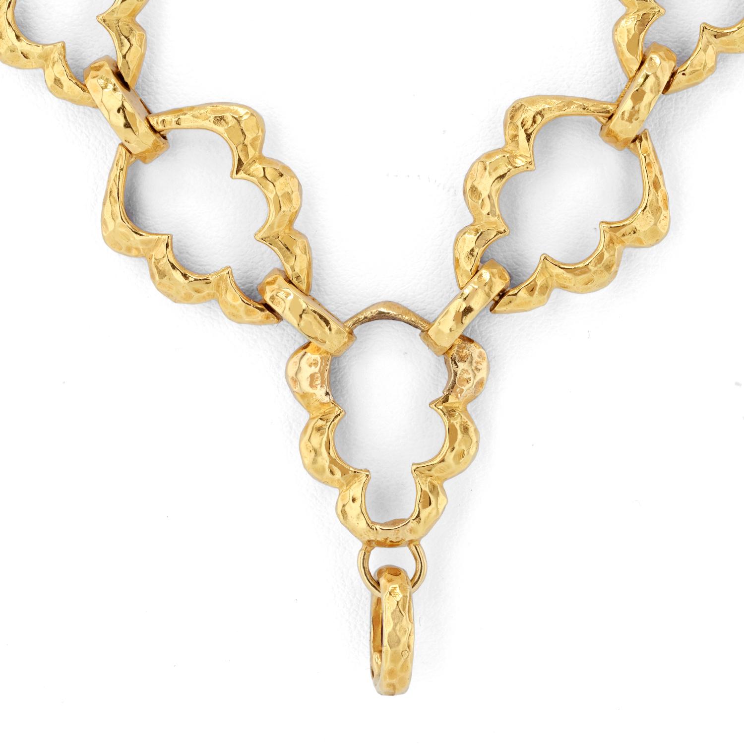 Women's David Webb 18k Yellow Gold Articulated Link Chain Necklace For Sale
