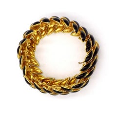 David Webb 18K Yellow Gold Black Enamel Bracelet