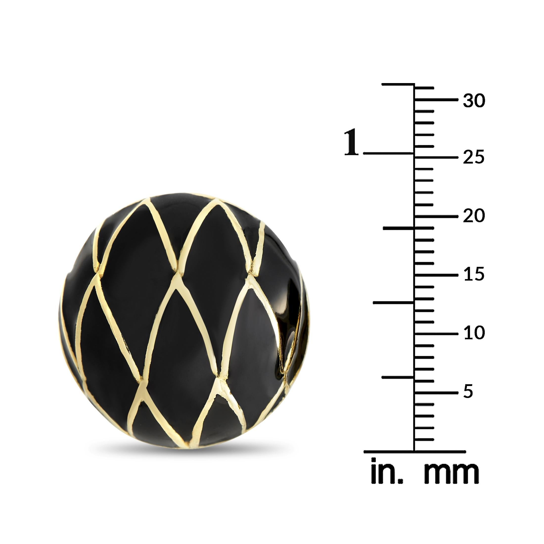 Women's David Webb 18K Yellow Gold Black Enamel Clip-On Earrings
