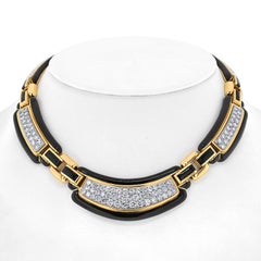 David Webb, collana con collare di diamanti in oro giallo 18 carati e smalto nero 9,00cttw