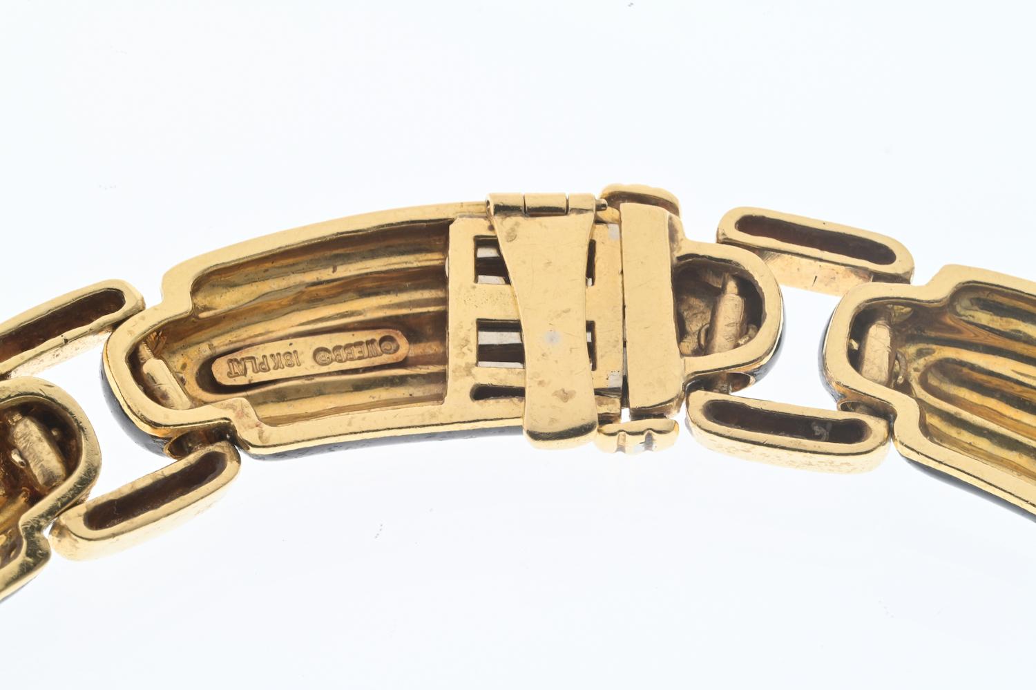 David Webb Collier en or jaune 18K émaillé noir avec diamants 9.00cttw Pour femmes en vente