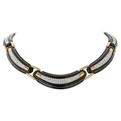 David Webb, collana con collare di diamanti in oro giallo 18 carati e smalto nero 9,00cttw