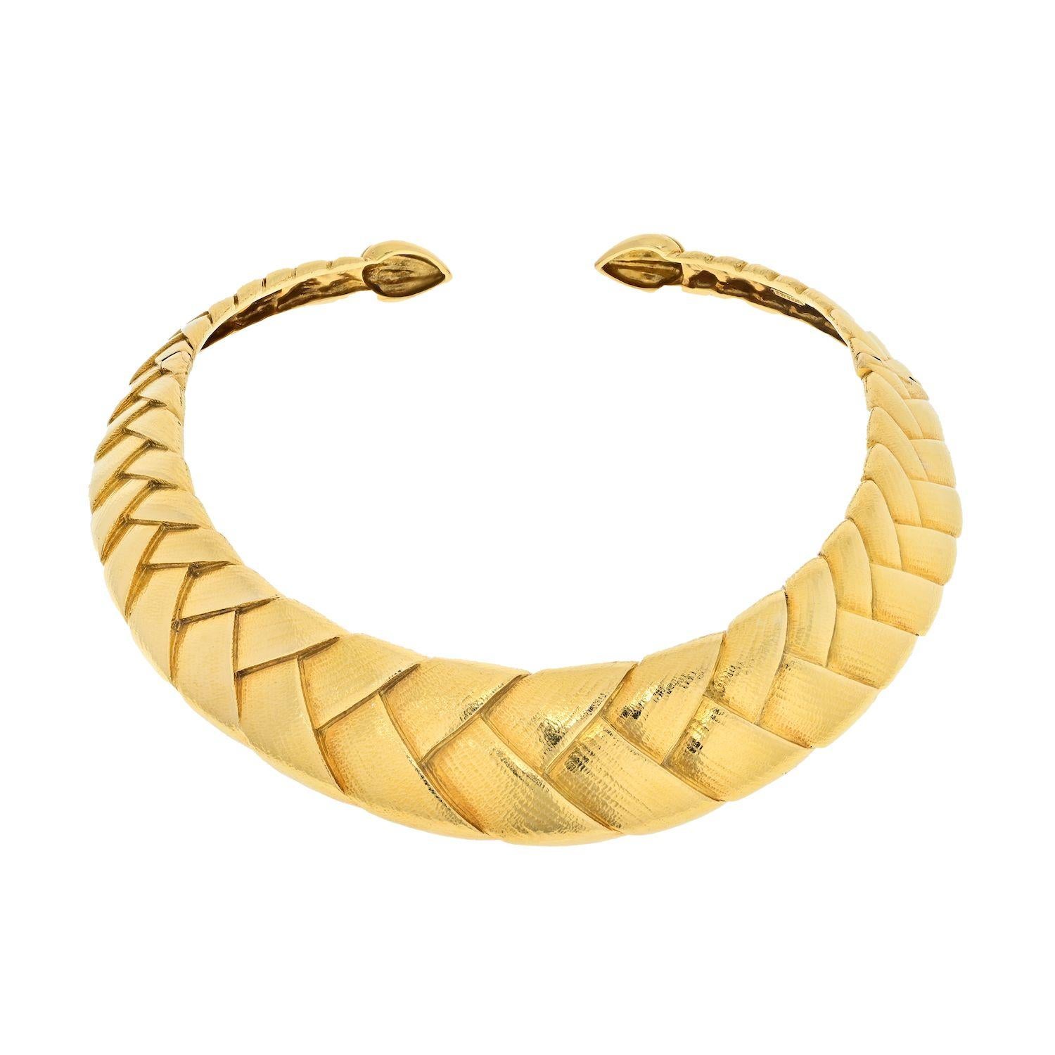 Modern David Webb 18K Yellow Gold Braided Collar Necklace For Sale