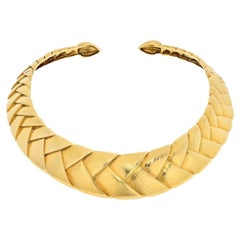 Vintage David Webb 18K Yellow Gold Braided Collar Necklace