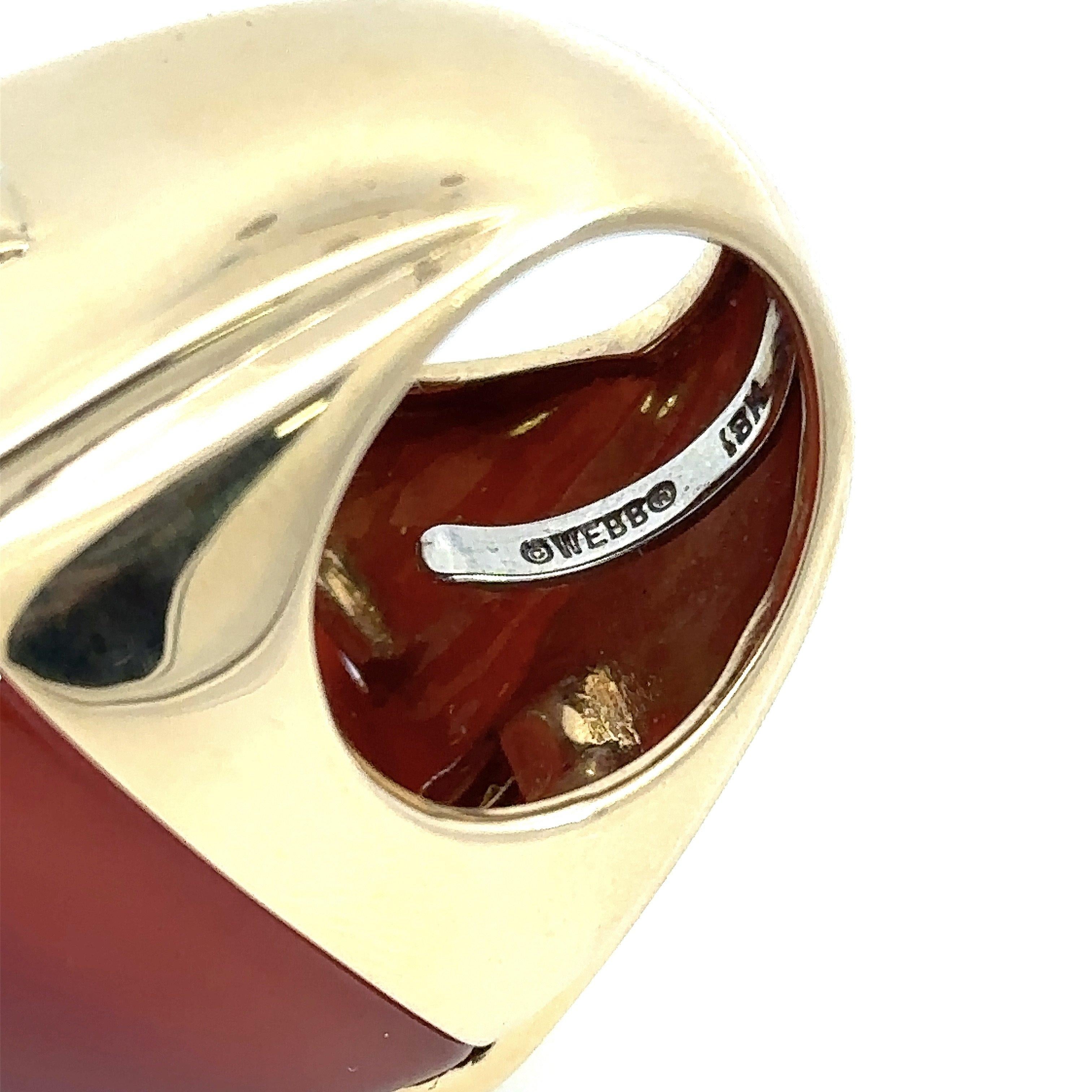 David Webb 18K Yellow Gold Carnelian Cocktail Ring For Sale 5