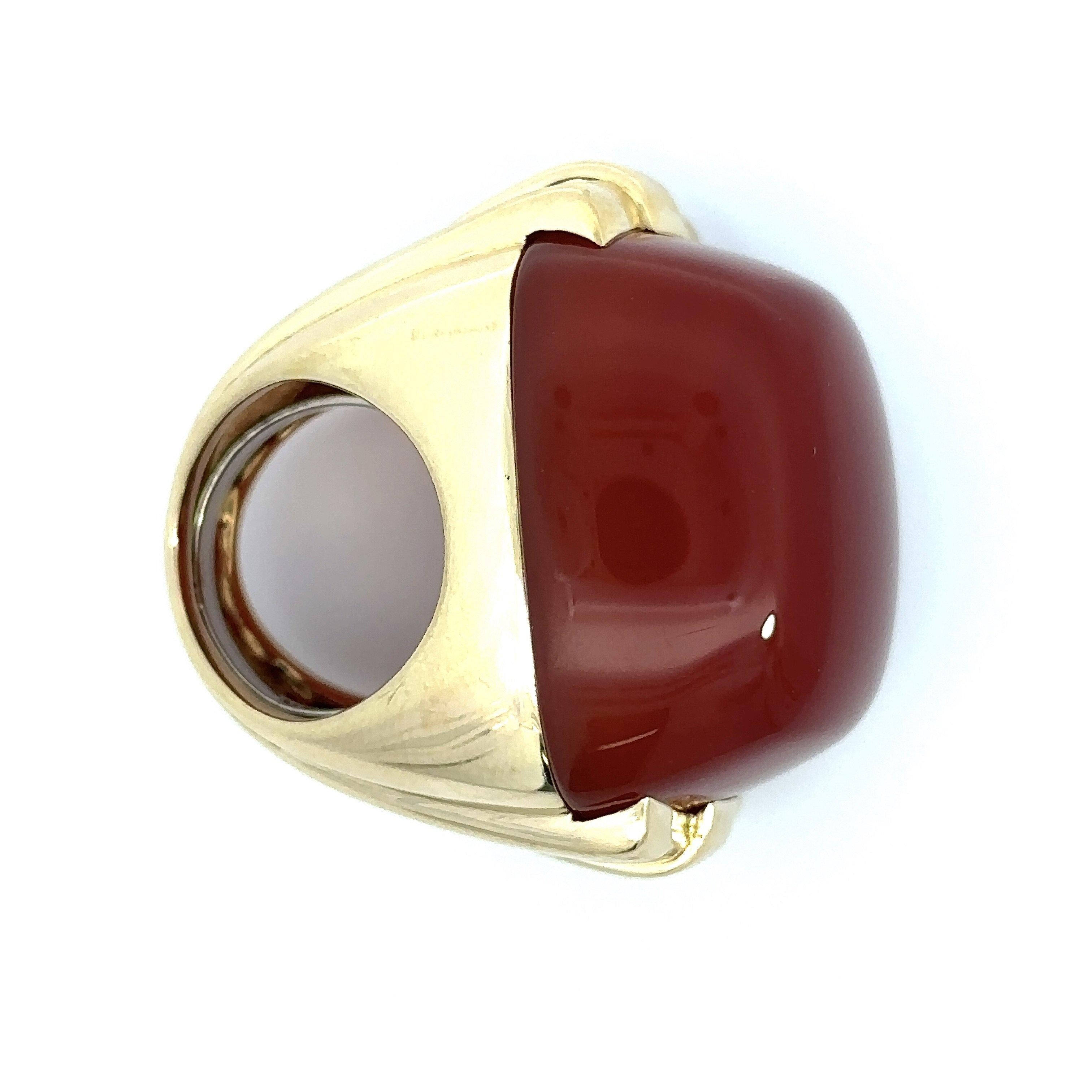 David Webb 18K Yellow Gold Carnelian Cocktail Ring For Sale 3