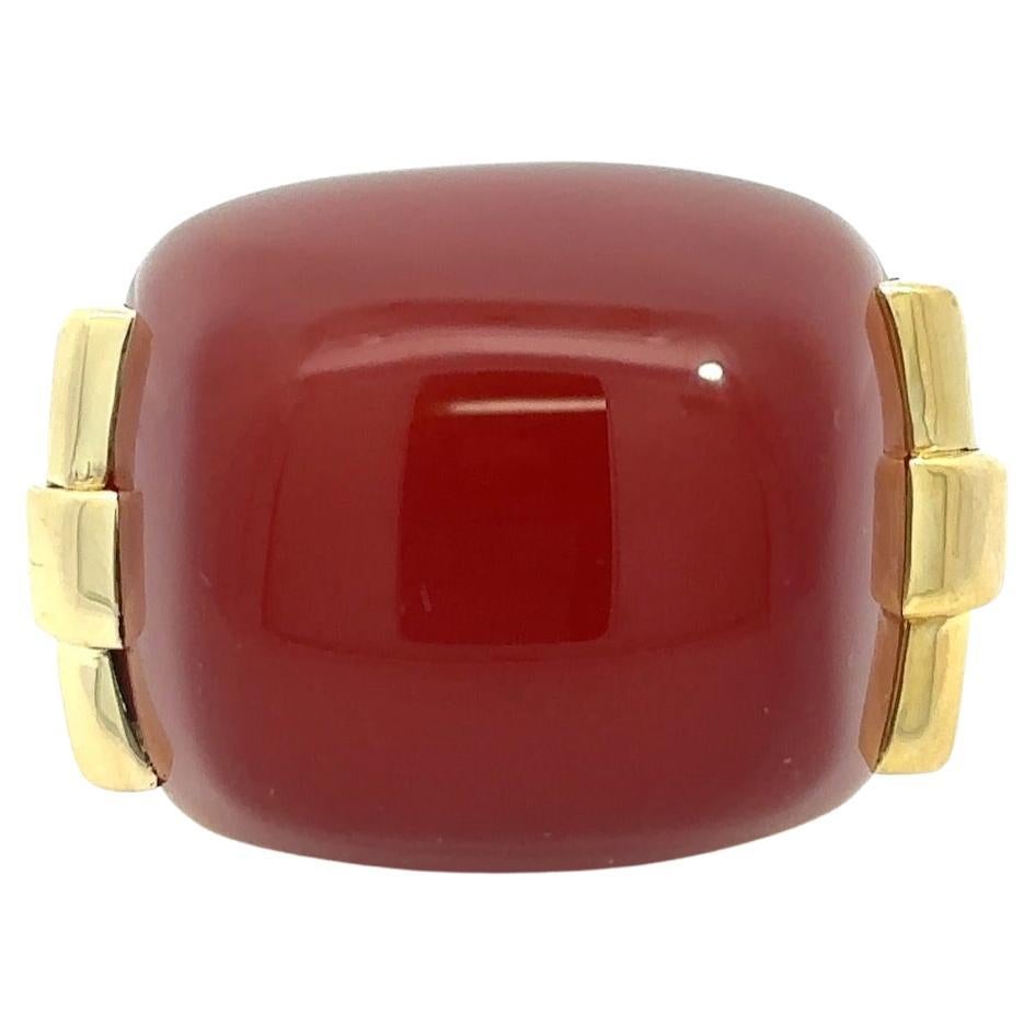 David Webb 18K Yellow Gold Carnelian Cocktail Ring For Sale