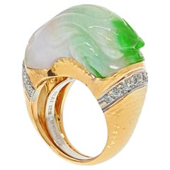 geschnitzter Jade-Ring aus 18 Karat Gelbgold von David Webb