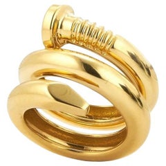 David Webb 18k Yellow Gold Coiled Nail Ring, Size 6
