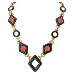 David Webb - Collana con corallo e smalto nero in oro giallo 18 carati - A Link